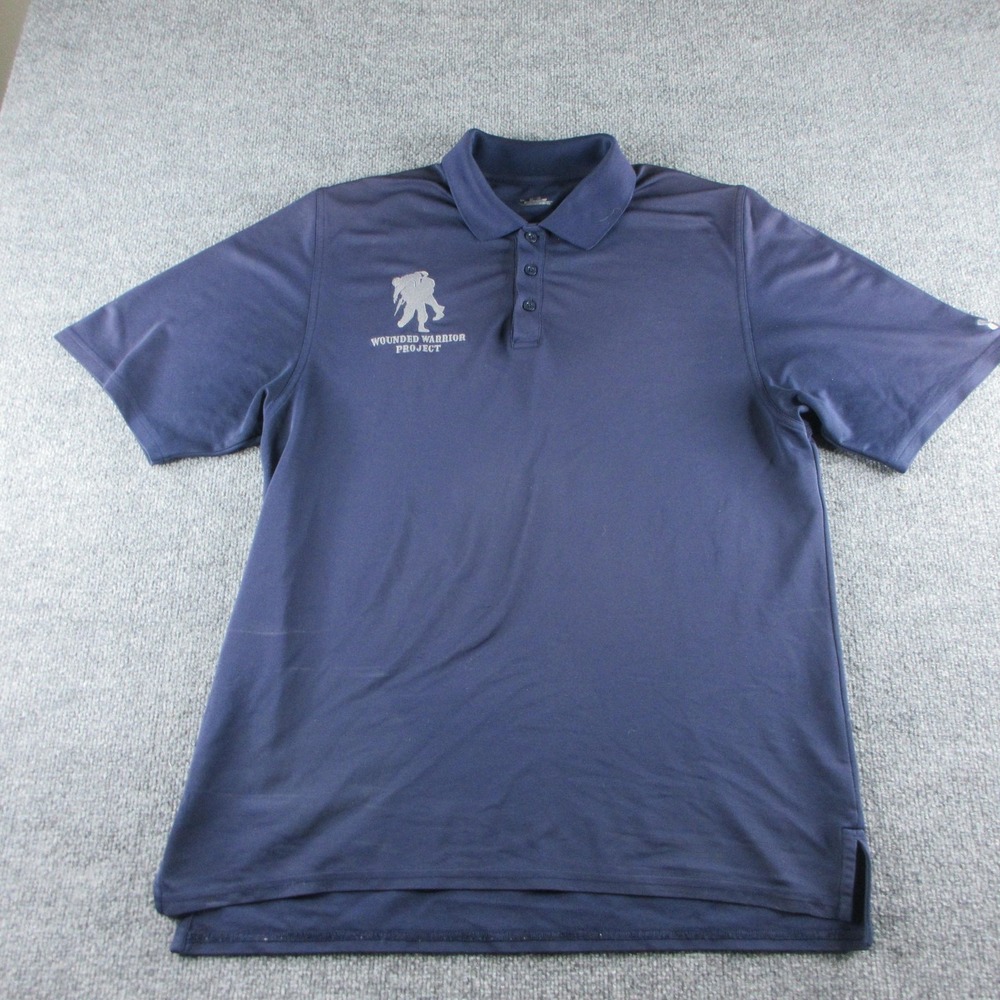Under‎ Armour Polo Shirt Mens L Blue Short Sleeve Golf Wounded Warrior Project